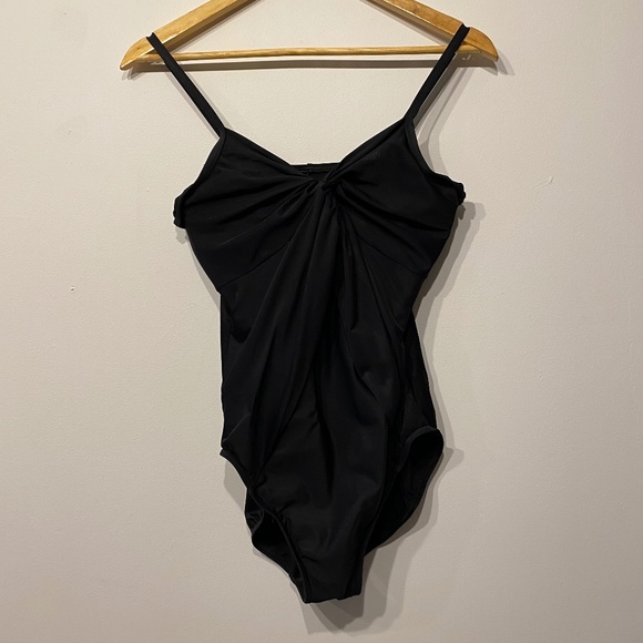 Miraclesuit Black Twist Front One Piece Swim Suit - Picture 1 of 3
